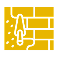 Brick wall with trowel icon illustration.